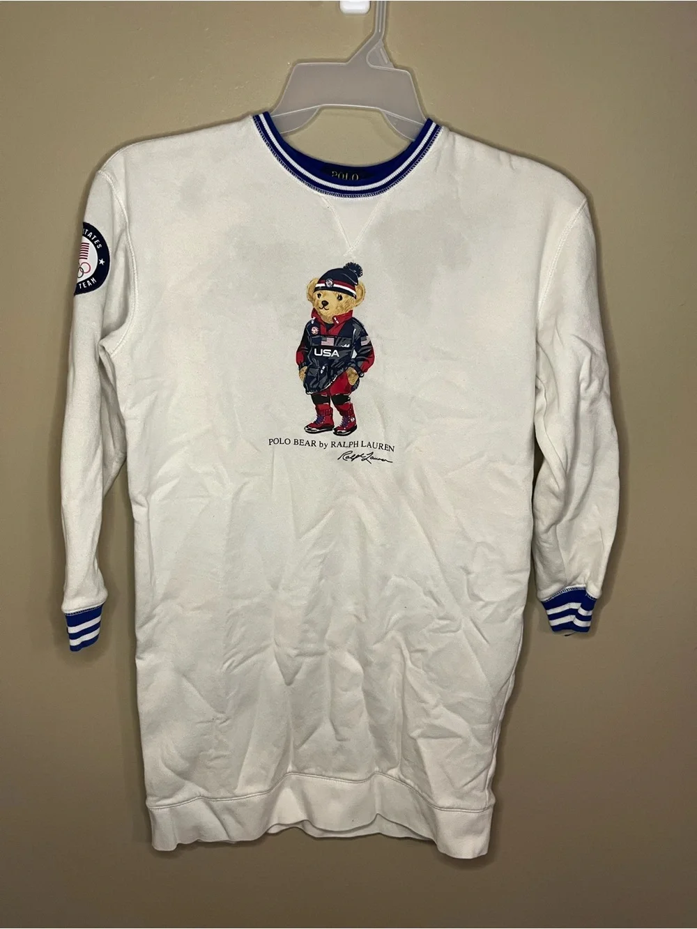 Ralph Lauren Polo Bear Sweatshirt dress in White, Navy, Red